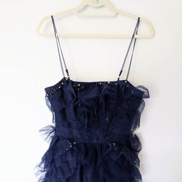 NEW BCBGMAXAZRIA Navy Tulle Swarovski Crystals Formal Dress Gown #IBA6269234 - Picture 5 of 12